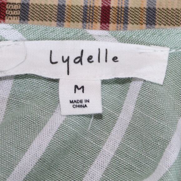 Lydelle Green White Striped Peplum Blouse Women’s Medium - Picture 5 of 6
